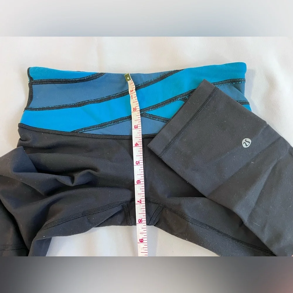 Lululemon Wunder Under Crop III Legging Black Tofino Teal Alberta‎ Lake, Size 4